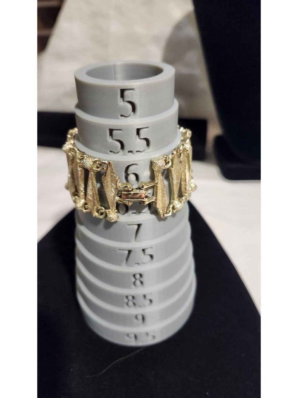 Vintage Gold Tone Wide Bracelet Textured Abstract Design Egyptian Revival - Picture 6 of 6